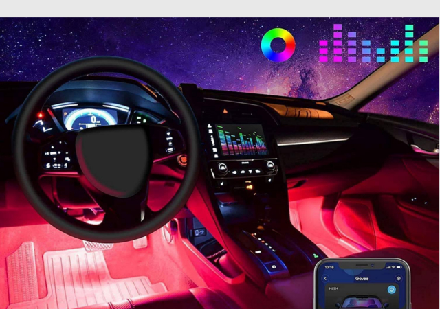 Govee Car LED Lights, Smart Interior Lights with App Control, RGB Inside Car Lights with DIY Mode and Music Mode, 2 Lines Design for Cars with Car Charger, DC 12V